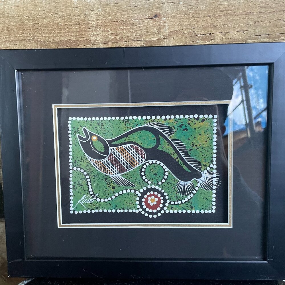 Aboriginal Art Fish Dot Original Painting Framed Indigenous Signed Kulali Queens